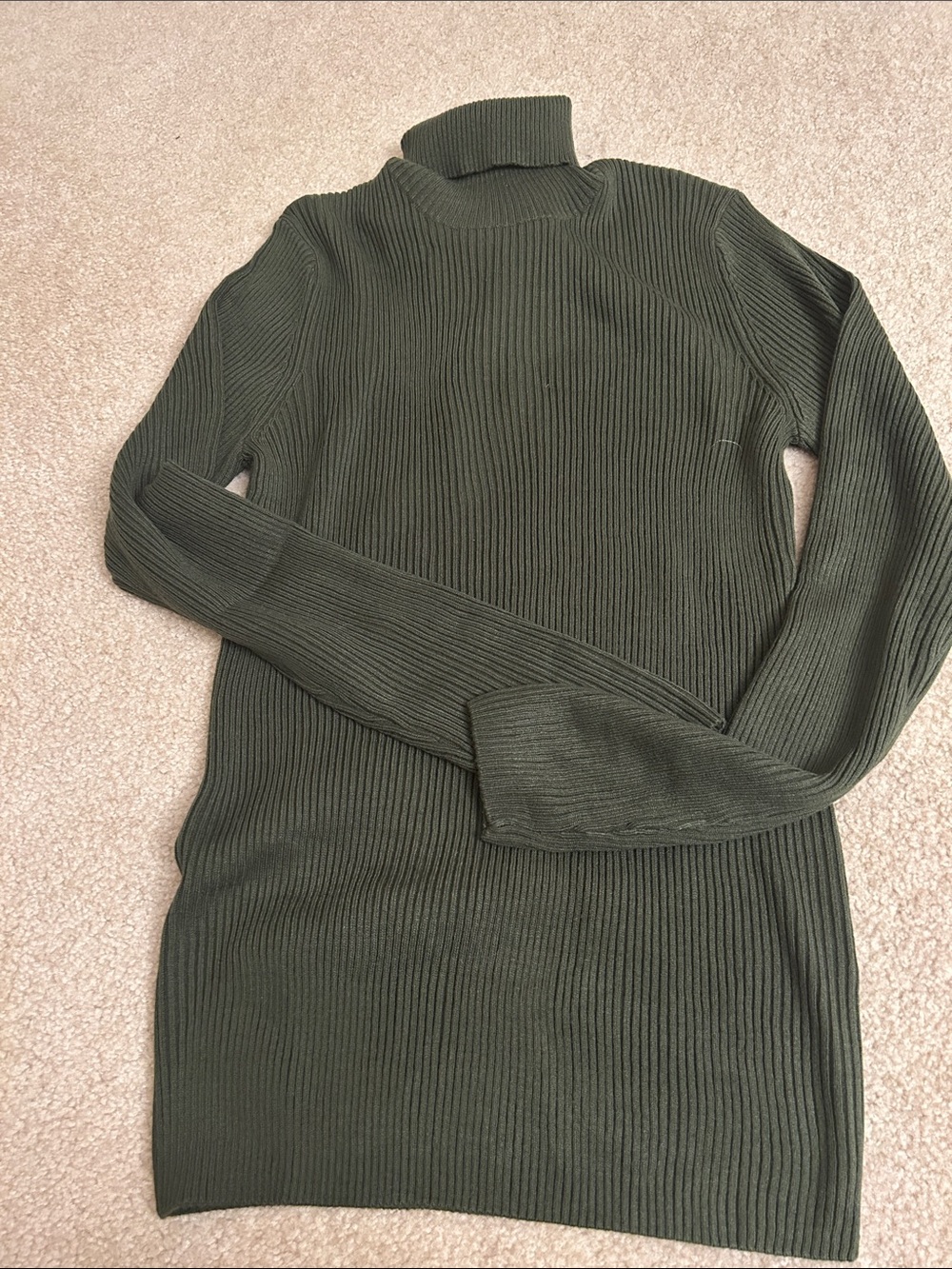 ASOS Olive Green Ribbed Turtleneck Sweater - Picture 3 of 3